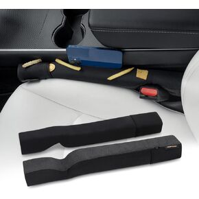HEYTRIP Car Seat Gap Filler Universal Fit Organizer Fill The Gap Keep Cellphones Keys Wallet Coins from Falling, Driver or Passenger Front Use, Pack of 2(Black)