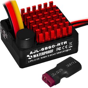 GOUPRC 60A Brushed ESC Electronic Speed Controller Waterproof for 1/10 RC Car RC Boat for use with 540/550 Motors (Green)