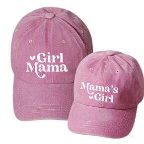 Girl Mama And Mama's Girl, Mama and Mini Hats For Women, Cute Mother Daughter Hats, Mom And Daughter Matching Hats, Mothers Day Gift For Girl Mom, Set of 2 Matching Toddler And Mommy Hats in PINK.