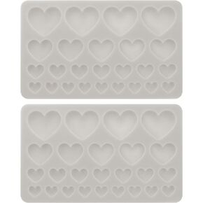 PATIKIL 2PCS Polymer Clay Mold, Clay Mold Fondant Mold 25 Heart Mold Silicone Rose for Crafts Air Dry DIY Cake Chocolate Candy Sugar Baking, Grey