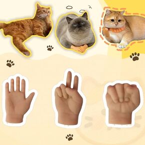 Mini Hands for Cats, 3/6Pcs Tiny Folded Hands for Cat Paws, Funny Tiny Hands Toy for Cats Puppy, Cute Mini Gloves for Cats, Stretchable Little Hands for Cats, Interactive Toys for Cats (3pcs)
