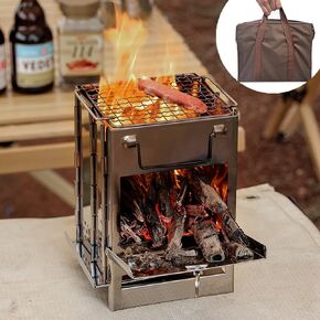 Wood Burning Camping Stove Folding, Small Portable Stainless Steel Backpacking Stove with Grill for Hiking Picnic Cooking Outdoor in Saudi Arabia
