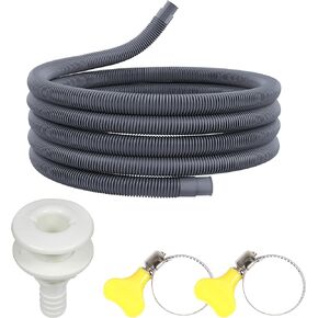 1-1/8 Inch Bilge Pump Hose 6FT Bilge Plumbing Kit Hose Clamps Through Hull Fitting with Check Valve for Boat Marine, Black