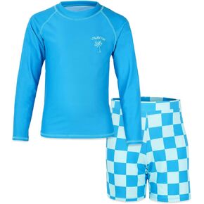Owntop Boys Swimsuit 2-Piece Rash Guard Sets, Bathing Suit with Rash Vest & Trunks for Water Parks, Swimming Lessons
