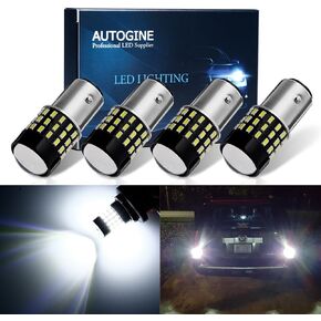 4pcs 900 Lumens Super Bright 9-30V 1157 2057 2357 7528 BAY15D LED Bulbs 3014 54-EX Chipsets with Projector for Turn Signal Lights, Amber Yellow