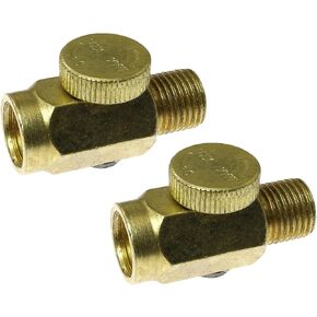 2pcs Brass In-Line Air Flow Regulator Control Tool Valve 1/4" NPT Female Thread Push Button Check Valve Switch Shut-off Valve