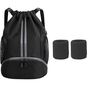 Soccer Bag Sports Drawstring Backpack String Swim Gym Bag for Men Women with Ball and Shoe Compartment Soccer Backpack Football Backpack Basketball Volleyball Bag Waterproof Sports Gym Backpack