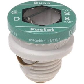 Bussmann BP/S-8 8 Amp Type S Time-Delay Dual-Element Plug Fuse Rejection Base, 125V UL Listed Carded