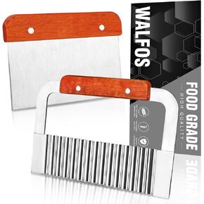 Walfos Stainless Steel Wavy & Straight Soap Mold Loaf cutters, 2 packs Soap Cutter for Soap, Garnish, Potato, Vegetable & Cake