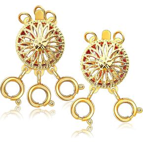 Necklace Layering Clasps Separator for Women 14k Gold & Silver Tangle Free Safety Jewelry Locking Clasp Converter Chain Extender (2 pcs Golder) (2+3 golder-2pcs) in Saudi Arabia