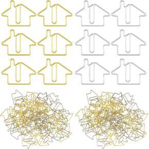 Yeaqee 50 Pcs House Shaped Paper Clips Bookmarks Real Estate Agent Supplies Gold Silver Fun Paperclips Bulk for Kids Student School Office Home Classroom Desk Accessories Gift