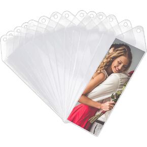 Plastic Bookmark Sleeves Clear Photo Booth Sleeves 2-1/4 x 6-1/4 Inches Blank Photobooth Frames Vinyl Book Marker Cover Holder for Wedding 2 x 6 Inches Photo Strips Valentine's Day Gift (60 Pieces)