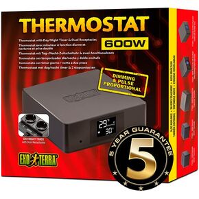 Exo Terra Thermostat for Reptile Terrariums with Day and Night Timer and Dual Receptacles