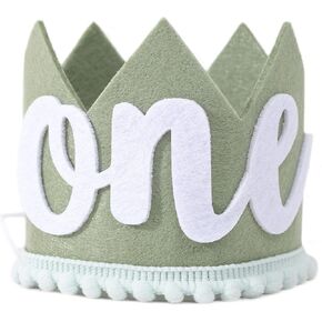 تاج عيد ميلاد بري واحد - زينة عيد ميلاد برية واحدة، التاج الأول لرحلات السفاري/الغابة/الغابة، تاج عيد ميلاد بطابع بري، زي تاج عيد الميلاد الأول للصبي، استحمام الطفل أول صورة دعائية لسحق الكيك (أخضر 2) in Kuwait