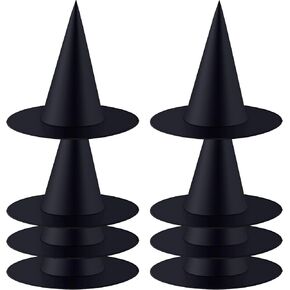 Tatuo 8 Pieces Halloween Witch Hats Witch Party Costume Accessory Black Hanging Wizard Hat Floating Porch Yard Decoration