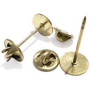 1 inch Premium Quality Lacquered Coated Polished Brass Pins And Butterfly/Military Clutch/Backs - For Hanging Tags on Display Area Rugs, Fabrics and Other Retail Items - Solid Brass (Gold), Pack of 10