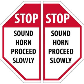 Slip-Gard 17" Vinyl Floor Sign Pairs, Stop Sound Horn Proceed Slowly, Made in The USA, PSR439