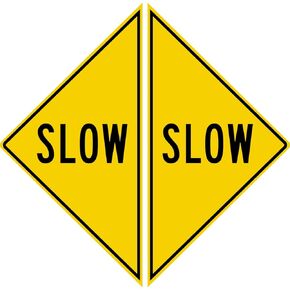 Slip-Gard 17" Vinyl Floor Sign Pairs, Slow, Made in The USA, PSR440