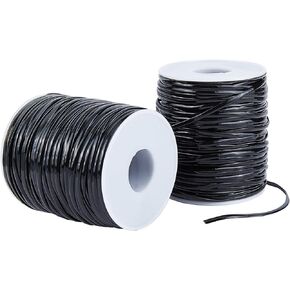PandaHall 2 Rolls 100m/109 Yards Plastic Lacing Cord 2.3mm Lanyard String Beading Cords for Jewelry DIY Craft Bracelet Necklaces Making, Black