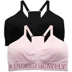 Kindred Bravely 2-Pack Hands Free Sports Pumping Bra Bundle (Black and Ombre Purple, Small)