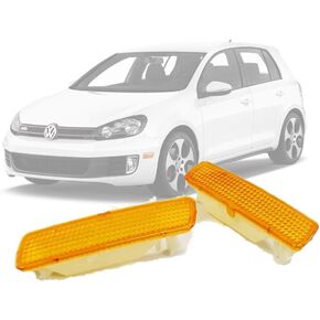 Front Bumper Side Marker Light Housing Replacements Compatible With 2010-2014 Volkswagen MK6 Golf, 2010-2014 Jetta Sportwagen, Replace OEM Amber Sidemarker Lamps (AMBER)