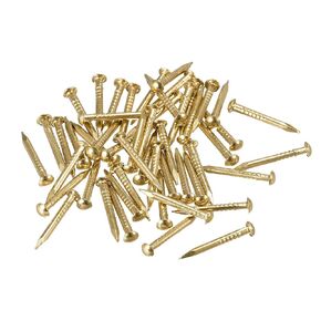 uxcell Small Tiny Brass Nails 1.2x10mm for DIY Decorative Pictures Wooden Boxes Household Accessories 50pcs