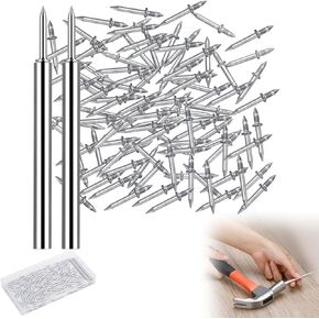 100Pcs Double-Head Skirting Thread Seamless Nail, Skirting Line Without Marks Nail, Invisible Security Screws Equipped with Nail Specific Sleeve Tool