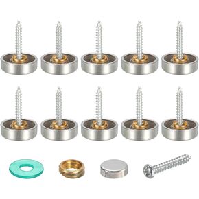 uxcell Screw Cover Cap, 20Pcs 16mm Diameter - Brushed Stainless Steel Mirror Decorative Screws Cover Nails for Advertising Board Fixed (Silver)