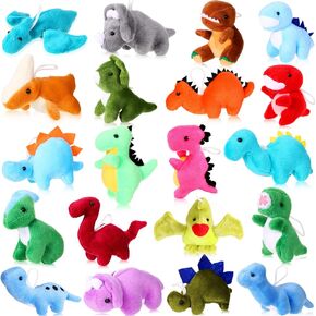 Aoriher 20 Pack Valentine‘s Day Plush Mini Dinosaur Stuffed Animal Bulk Dinosaur Party Favors Toys Soft Dino Figures Assortment Cute Dino Plush Easter Bags Filler for Boys Girls