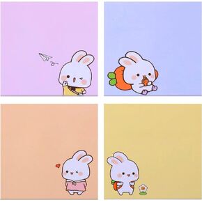 Cute Self-Stick Note Pads, 4 Pack 320Sheets Kawaii Animal Sticky Notes Cartoon Memo Pads Markers Flags Cute Stationary Note Pads for School Home Students Office (B)