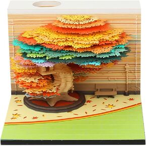 3D Memo Pad Tree House,Four Season Tree 240 Sheets Paper Carving Art Notepad with Pen Holder 3D Non-Stick Sticky Note DIY Paper Notes Creative Decorative Gift