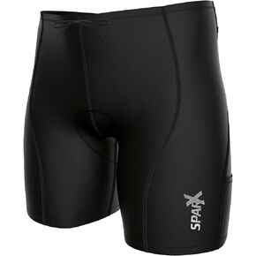 Sparx Men's Performance Tri Shorts 4 Pockets Black Compression Triathlon Short Cycling Short Swim Bike Run
