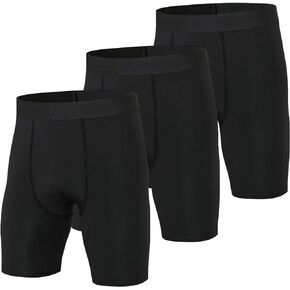 YUSHOW 3 Pack Compression Shorts Men Sports Underwear Base Layer Quick Dry Workout Running Shorts Cycling Workout Athletic