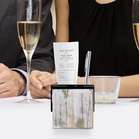 MyGift 4 Pack Whitewashed Solid Wood Restaurant, Bar Check Block with Pen and Credit Card Slots, Bill and Receipt Holder Organizer, Customer Check Presenters in Saudi Arabia