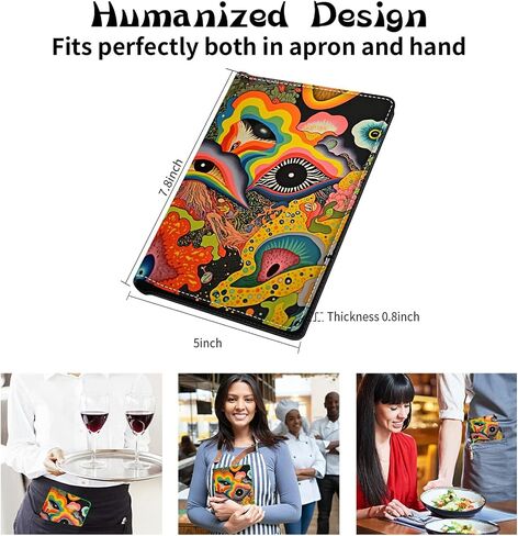 Server Book for Waitress with Everlasting Pencil, Money Pocket Leather Wallet Booklet, Guest Check Receipt Holder Presenters, Waiter Accessories Fit Server Apron, Trippy Eye in Saudi Arabia