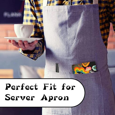 Server Book for Waitress with Everlasting Pencil, Money Pocket Leather Wallet Booklet, Guest Check Receipt Holder Presenters, Waiter Accessories Fit Server Apron, Trippy Eye in Saudi Arabia
