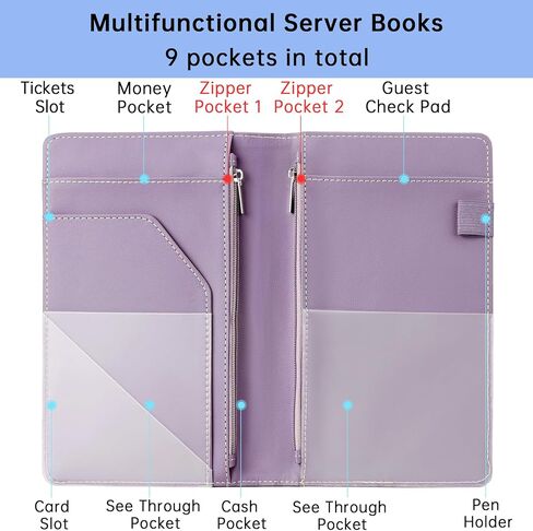 Server Books for Waitress Book, Leather Server Books for Waitress, Waiter Serving Book Booklet Wallet Restaurant Check Book Holder Waitstaff Organizer Fits Server Apron, Mint Green in Saudi Arabia
