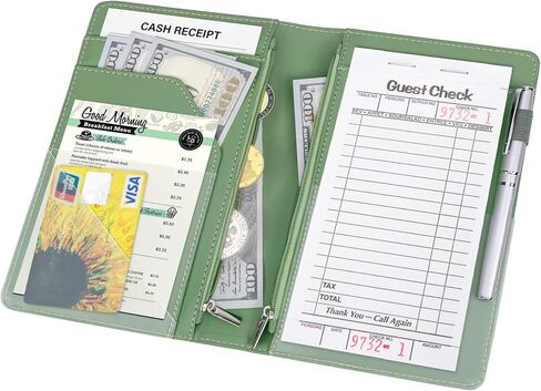 Server Books for Waitress Book, Leather Server Books for Waitress, Waiter Serving Book Booklet Wallet Restaurant Check Book Holder Waitstaff Organizer Fits Server Apron, Mint Green in Saudi Arabia