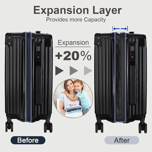 مجموعة أمتعة قابلة للتوسيع مكونة من 3 قطع باللون الأسود الكلاسيكي - ثبات بعجلتين وأقفال TSA آمنة in Kuwait