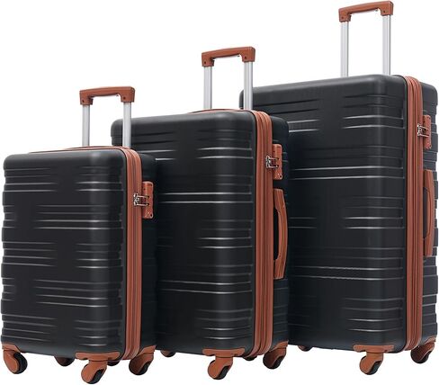 Merax Expanable Spinner Wheel 2 Piece Luggage Set ABS Lightweight Suitcase with TSA Lock 20inch+28inch, Black Dark Blue, 20/28 Inch in Kuwait