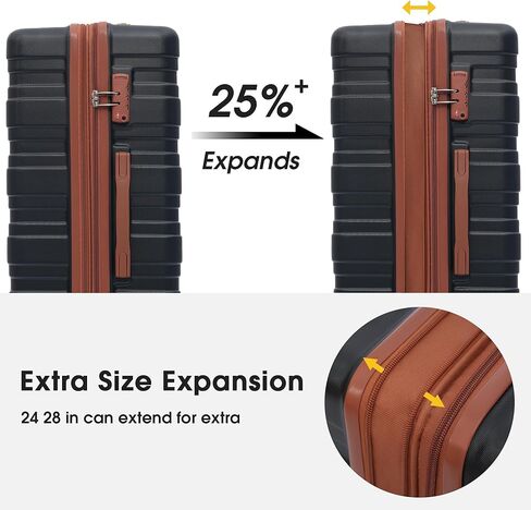 Merax Expanable Spinner Wheel 2 Piece Luggage Set ABS Lightweight Suitcase with TSA Lock 20inch+28inch, Black Dark Blue, 20/28 Inch in Kuwait