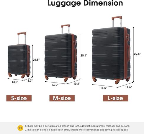 Merax Expanable Spinner Wheel 2 Piece Luggage Set ABS Lightweight Suitcase with TSA Lock 20inch+28inch, Black Dark Blue, 20/28 Inch in Kuwait