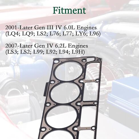 12589226 12498544 MLS Cylinder Multi Layer Head Gasket 2PCS for LS1 LS6 V8 4.8L 5.3L 5.7L LS Engine Head Gasket Kit, for Chevrolet for Buick for GMC for Pontiac for Hummer for Cadillac for Saab in Saudi Arabia