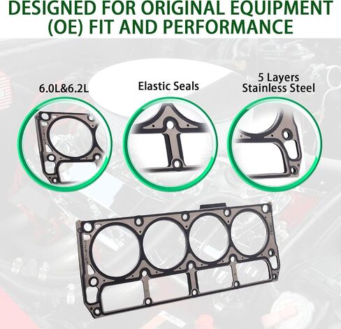 12589226 12498544 MLS Cylinder Multi Layer Head Gasket 2PCS for LS1 LS6 V8 4.8L 5.3L 5.7L LS Engine Head Gasket Kit, for Chevrolet for Buick for GMC for Pontiac for Hummer for Cadillac for Saab in Saudi Arabia
