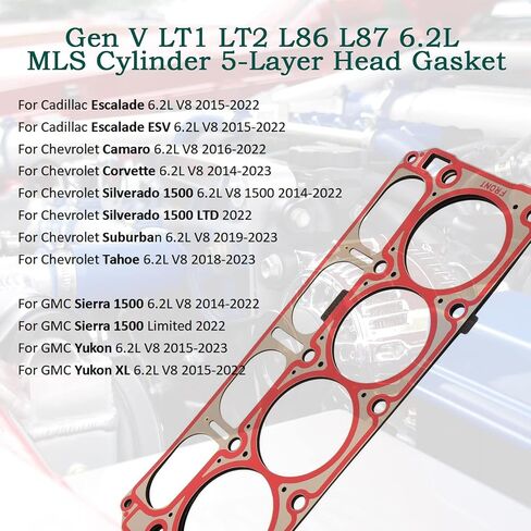 12589226 12498544 MLS Cylinder Multi Layer Head Gasket 2PCS for LS1 LS6 V8 4.8L 5.3L 5.7L LS Engine Head Gasket Kit, for Chevrolet for Buick for GMC for Pontiac for Hummer for Cadillac for Saab in Saudi Arabia
