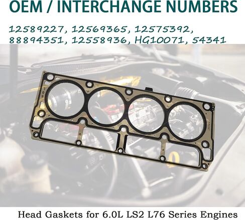 12589226 12498544 MLS Cylinder Multi Layer Head Gasket 2PCS for LS1 LS6 V8 4.8L 5.3L 5.7L LS Engine Head Gasket Kit, for Chevrolet for Buick for GMC for Pontiac for Hummer for Cadillac for Saab in Saudi Arabia