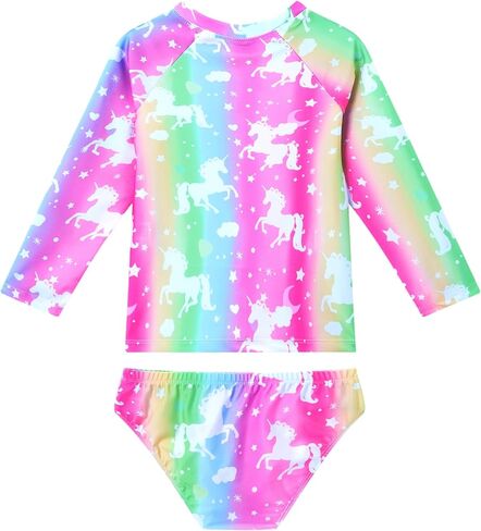 Snowheart Girls Rash Guard Sets Long Sleeves Swimsuit 2 Pieces Tankini Bathing Suit Swimwear for Girls 3-12 Years in Kuwait
