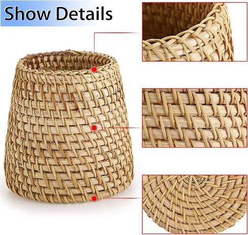 BTSKY Rattan Pen Cup, Handmade Desk Pencil Holders Makeup Brush Holder Multi-Functional Woven Basket Office&Home Desktop Organizer(Cone) in Saudi Arabia