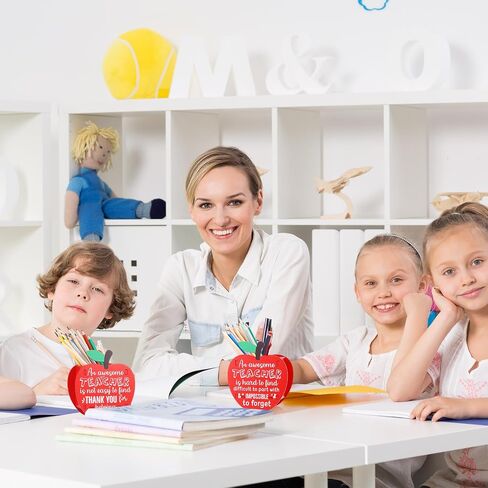 2 حزمة هدية تقدير المعلم التخرج شكل التفاح حامل قلم رصاص خشبي سطح المكتب القلم المنظم حامل لعيد الميلاد نهاية العام شكرا لك الهدايا مدرس المدرسة مكتب المنزل (الحلو) in Kuwait