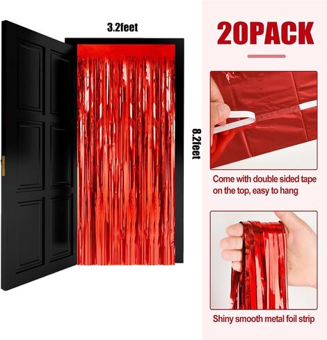 USCNC 2 Pack 3.2ft x 8.2ft Black Foil Fringe Curtains Party Photo Backdrop Party Streamers for Birthday,Graduation,New Year Eve Decorations Wedding Decor in Saudi Arabia